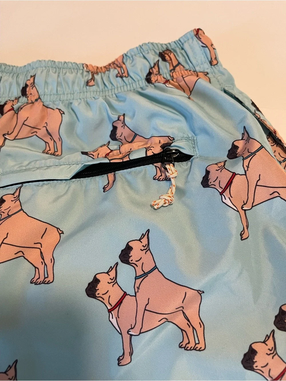 Ambsn Mens Swim Shorts Trunk Lined Medium French Bulldog Print Pockets Funny